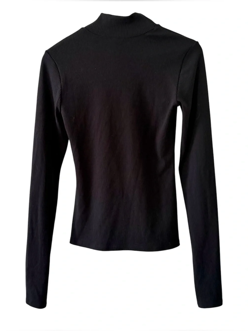 ALO Yoga Black Ribbed Mock Neck Top Thumbholes Size Small